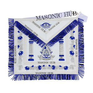 Past Master Lambskin Apron with Sunburst Emblem, Pillars, Silver Bullion Fringe & Eye Flap – Masonic Hub Masonic Hub