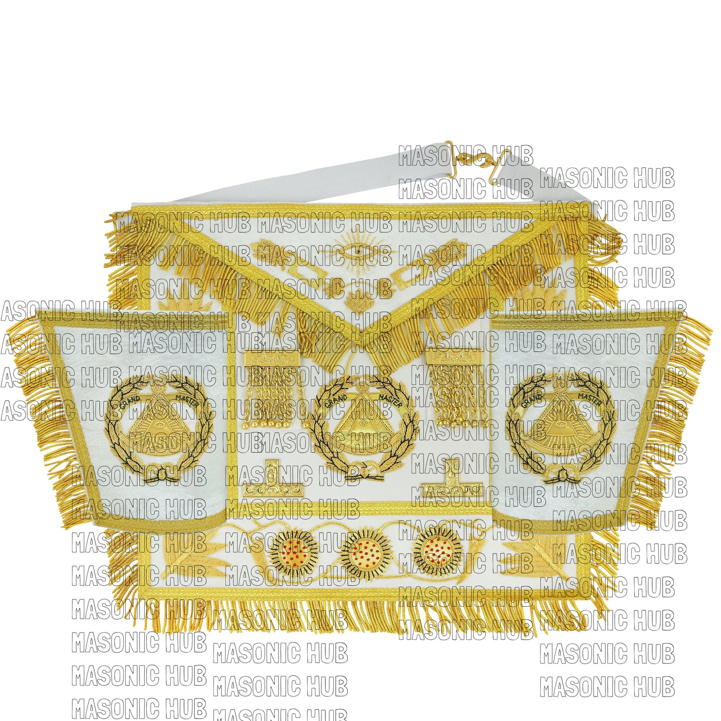 Masonic Regalia Grand Master 100% LAMBSKIN APRON With Chain Collar & Gauntlets