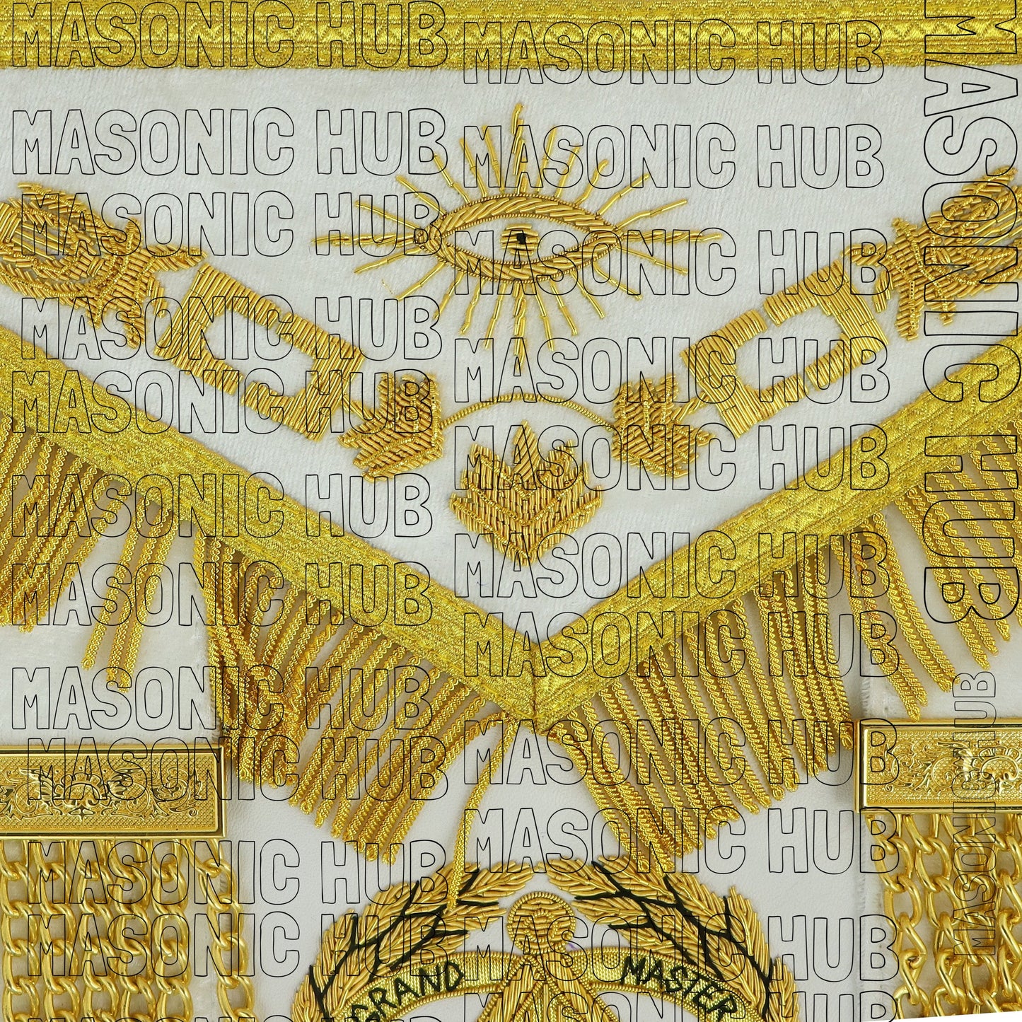 Masonic Regalia Grand Master 100% LAMBSKIN APRON With Chain Collar & Gauntlets
