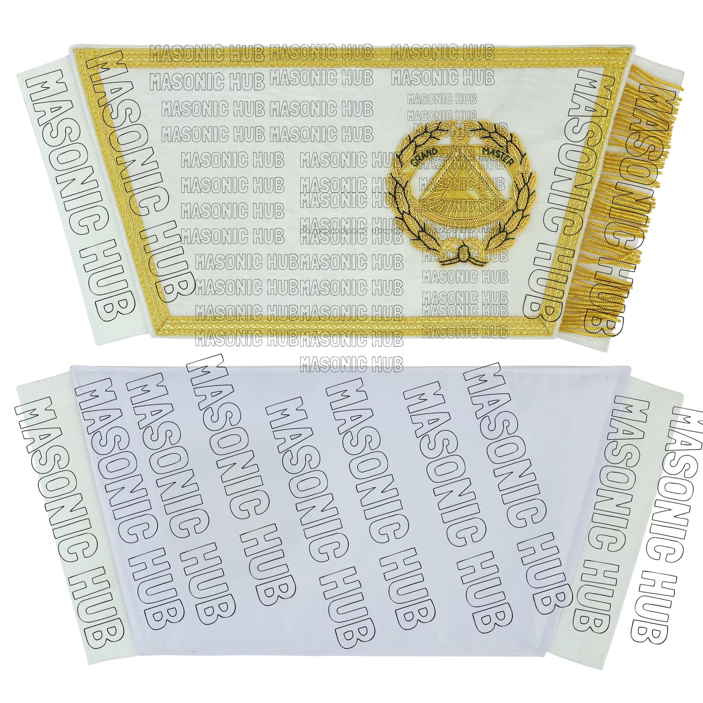 Handcrafted Masonic Regalia Grand Master Gauntlets Cuffs Embroidered with Fringe