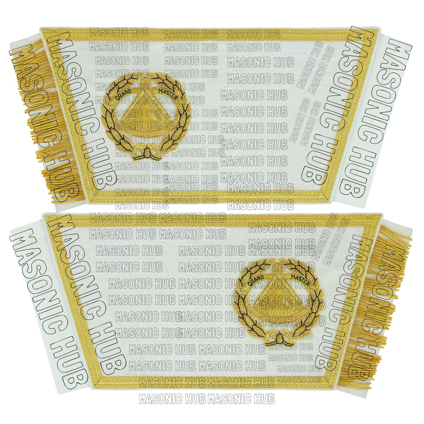 Handcrafted Masonic Regalia Grand Master Gauntlets Cuffs Embroidered with Fringe