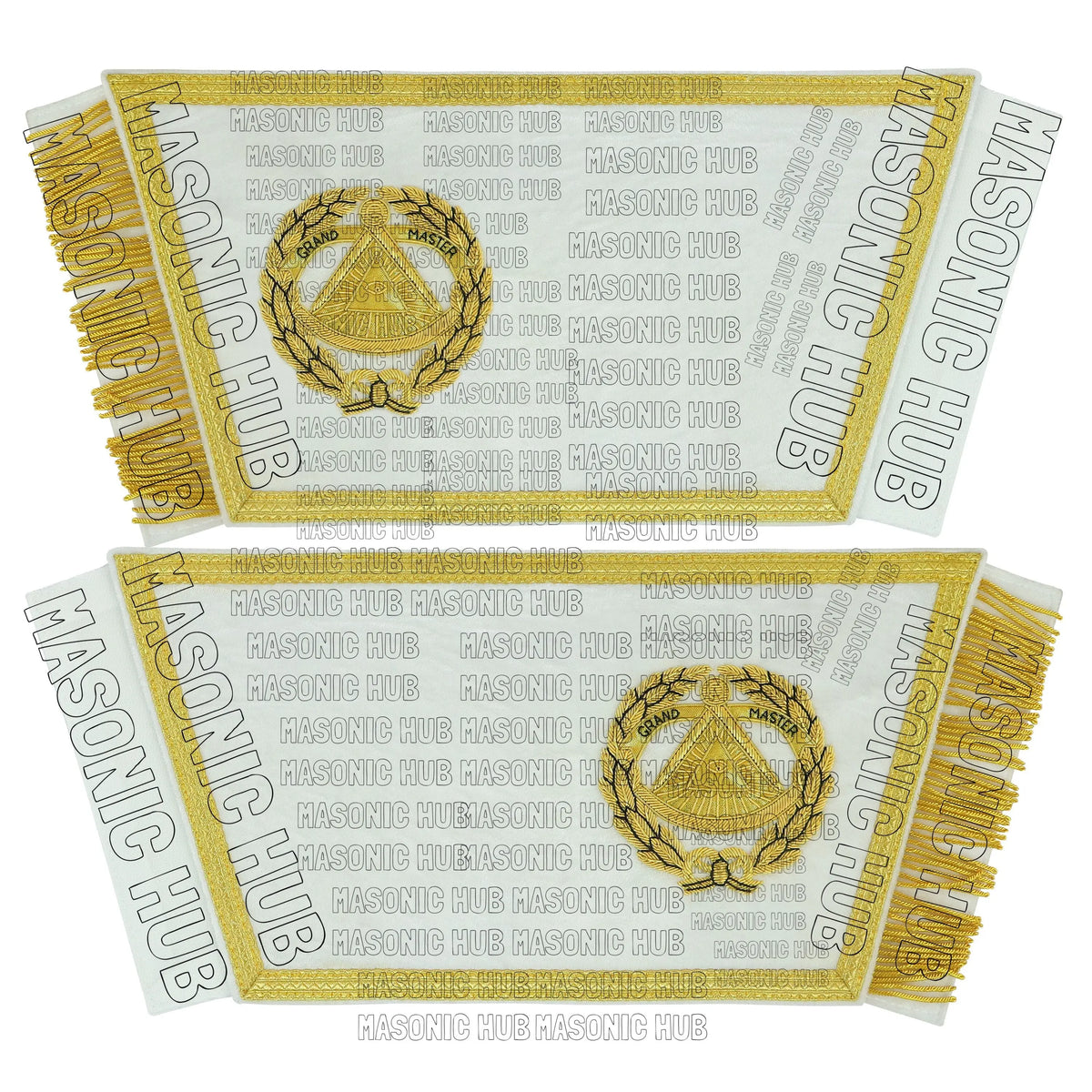 Handcrafted Masonic Regalia Grand Master Gauntlets Cuffs Embroidered with Fringe My Store