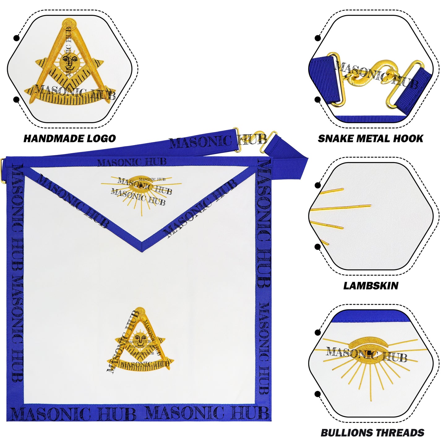 Masonic Blue Lodge Past Master Apron - Texas Regulation Faux Leather Handcrafted