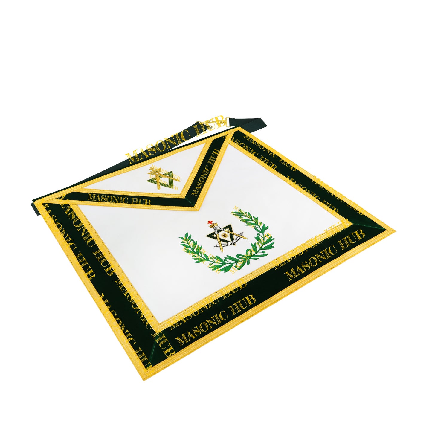 Sovereign Master Allied Masonic Degrees Apron -Lambskin, Green Velvet, Gold Trim