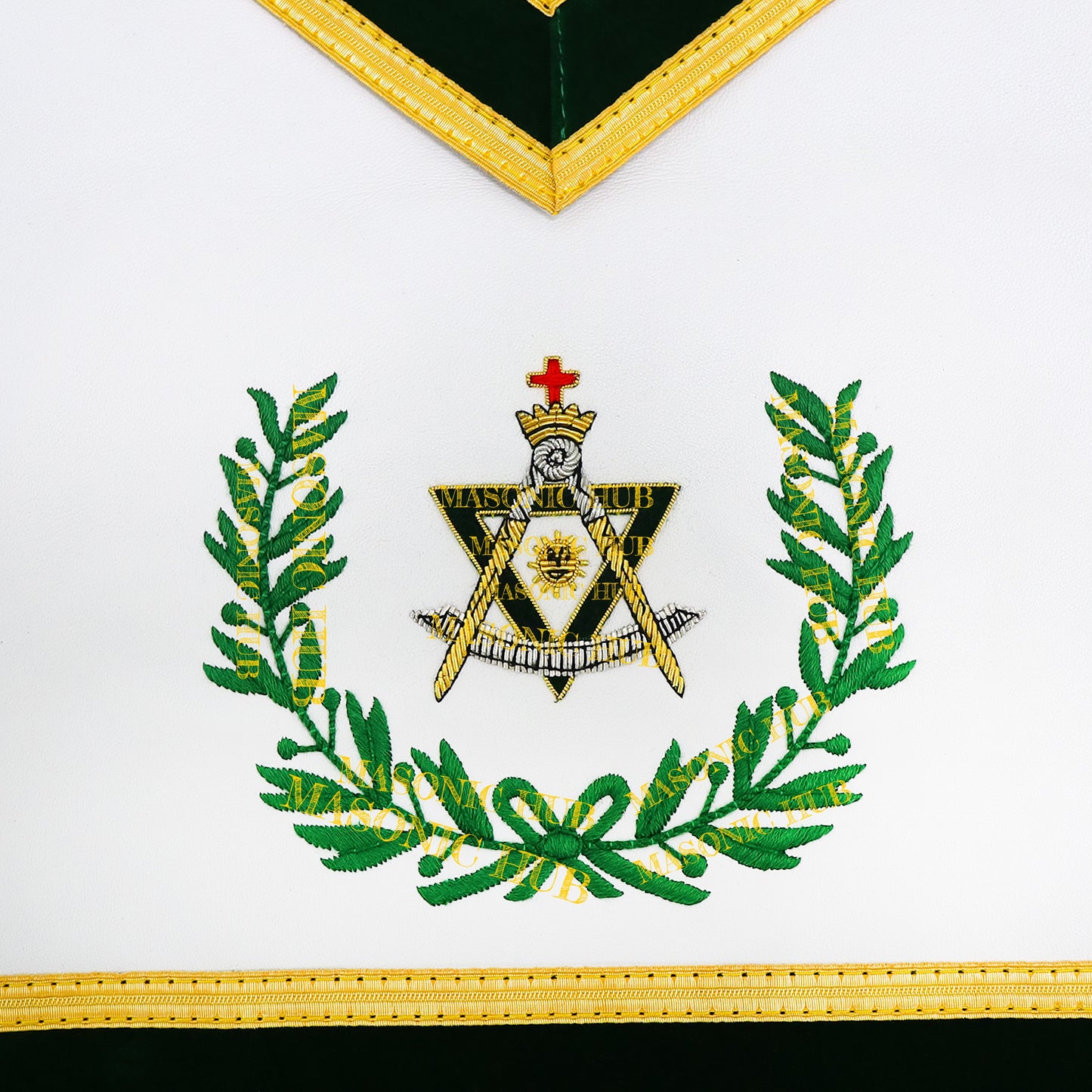 Sovereign Master Allied Masonic Degrees Apron -Lambskin, Green Velvet, Gold Trim
