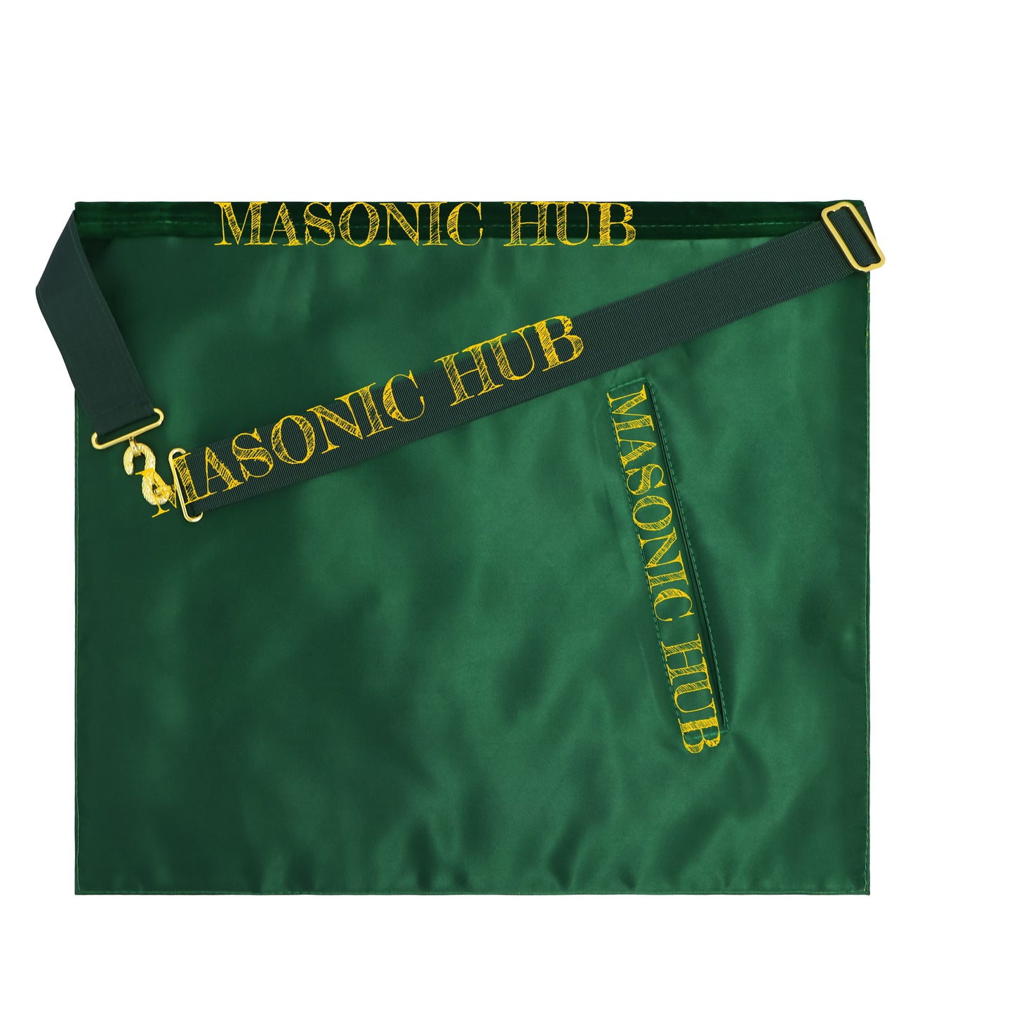 Sovereign Master Allied Masonic Degrees Apron -Lambskin, Green Velvet, Gold Trim
