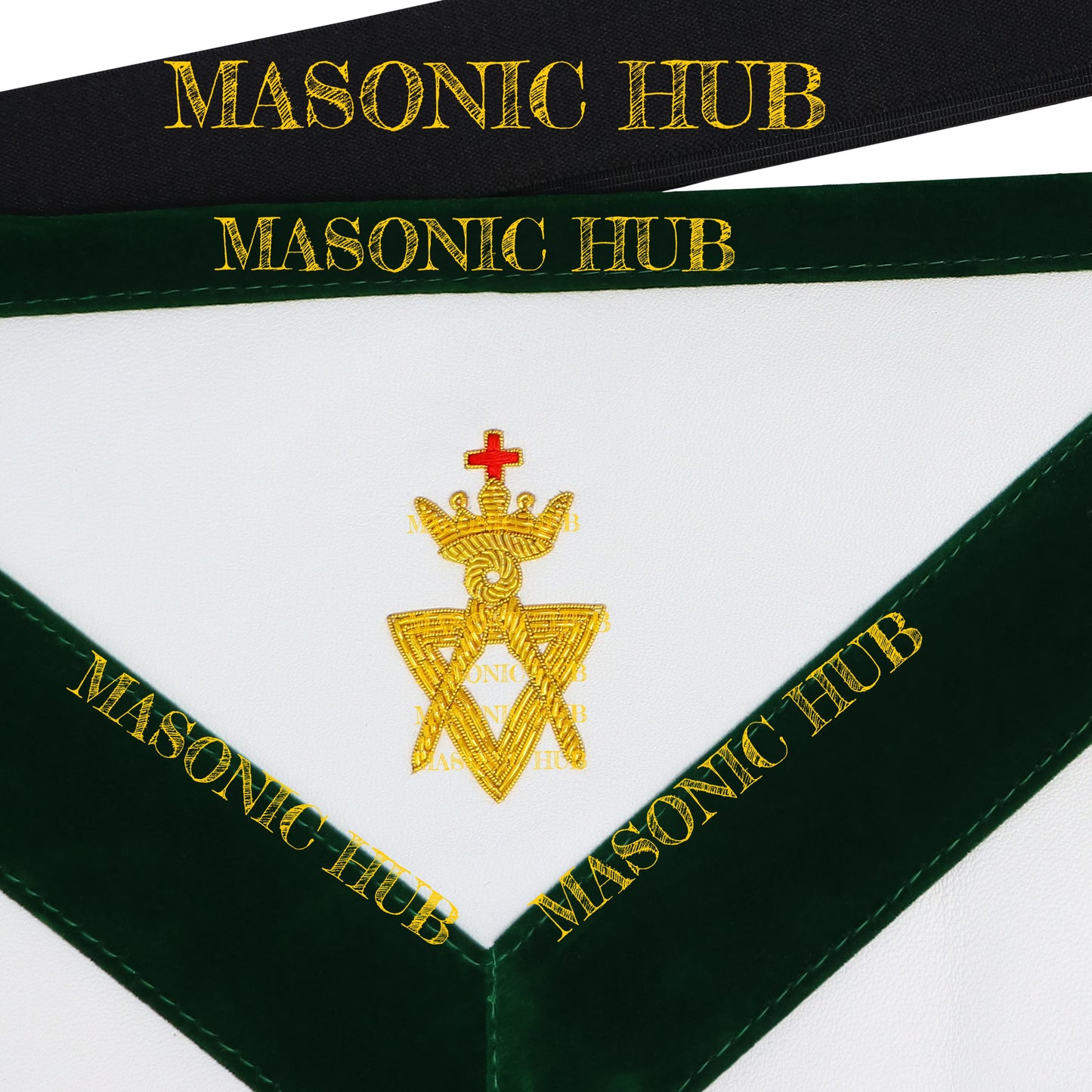 Grand Superintendent Allied Masonic Degrees Apron - Dark Green Velvet & Lambskin