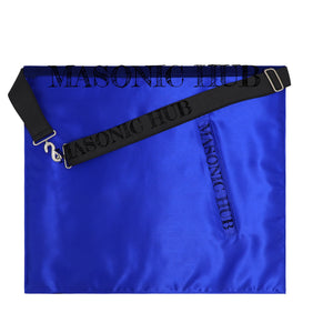 Hand-Embroidered Masonic Master Mason Apron Blue Velvet Trim, Custom Lodge Name My Store