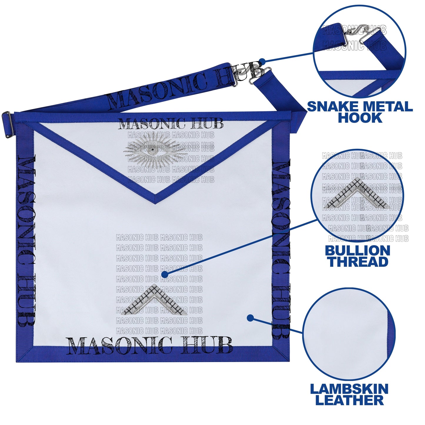 Masonic Texas Regulation Worshipful Master Officer Apron with Eye - Handcrafted