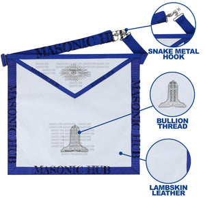 Masonic Texas Regulation Senior Warden Officer Apron with Eye - Handcrafted My Store