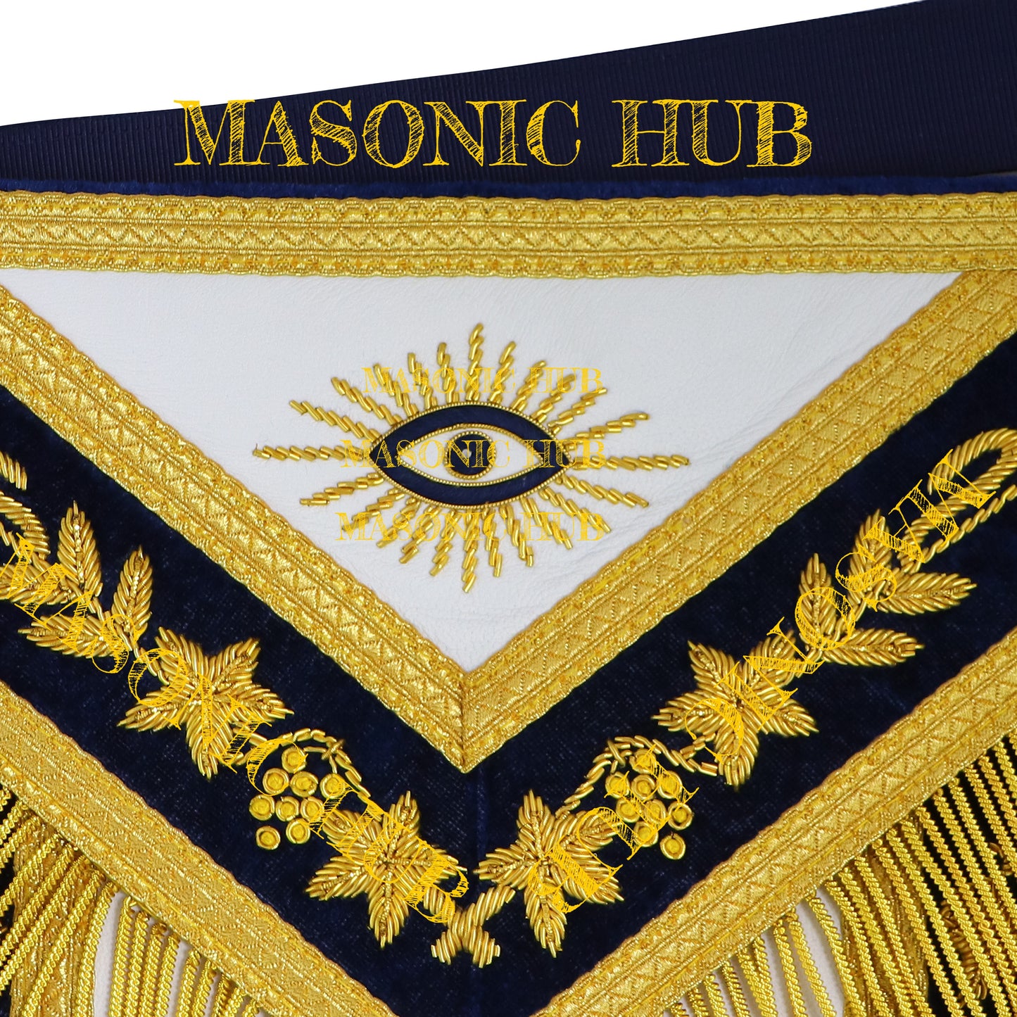 Handmade Masonic Master Mason Apron with Compasses & Square- Genuine Lambskin