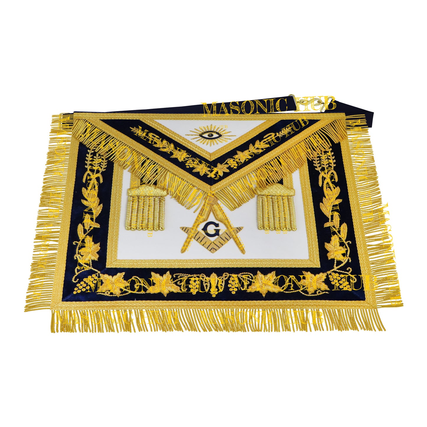 Handmade Masonic Master Mason Apron with Compasses & Square- Genuine Lambskin