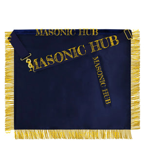 Masonic Master Mason Apron – Hand-Embroidered Navy Blue Velvet Masonic Hub
