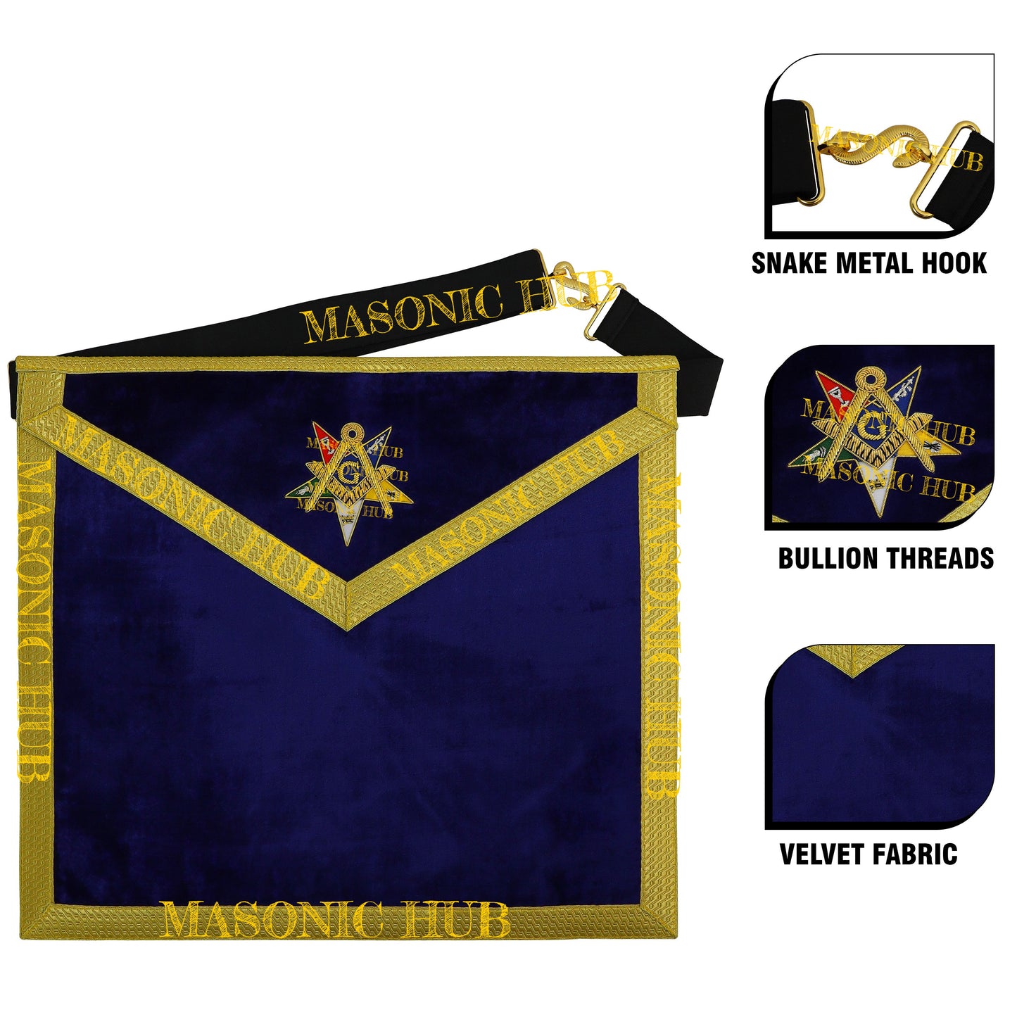 Handcrafted Freemason Purple Velvet OES Worthy Patron Marton Masonic Apron