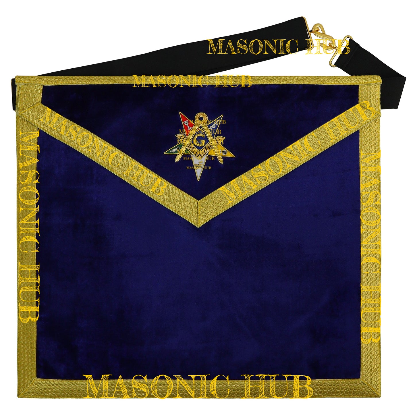 Handmade OES Masonic Apron Set – Eastern Star Apron with G Compass & Square, Chain Collar, Gloves, , and Apron Case