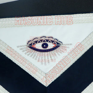 Masonic Past Master Apron Compass and Quadrant Hand-Embroidered Freemason Regalia, Navy Blue Velvet Lambskin Apron My Store
