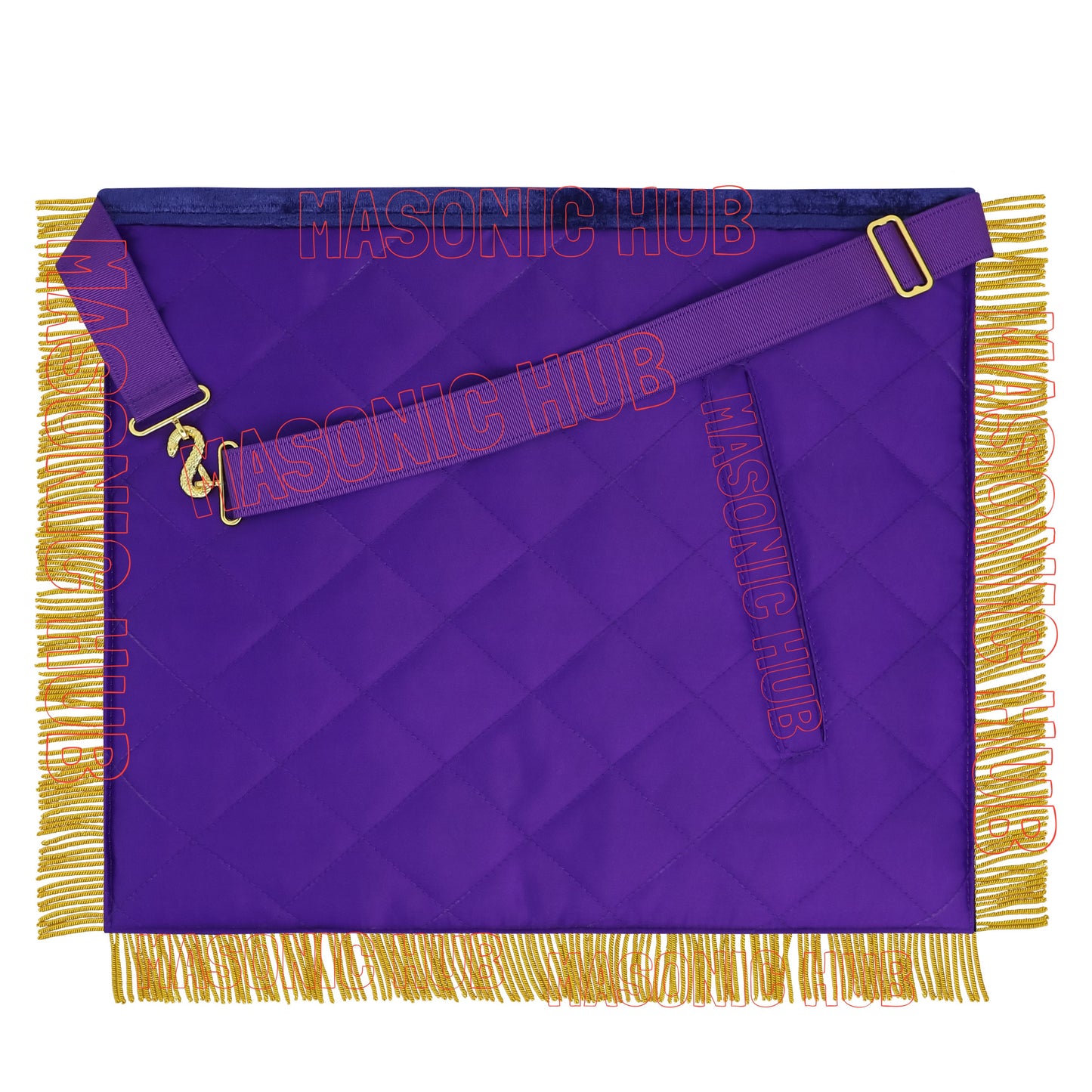 Masonic Past Master Apron & Chain Collar Set - Sun Emblem - Wine Work - Hand-Embroidered Lambskin - Purple Velvet - Freemason Regalia