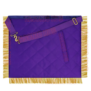 Masonic Past Master Apron & Chain Collar Set - Sun Emblem - Wine Work - Hand-Embroidered Lambskin - Purple Velvet - Freemason Regalia Masonic Hub