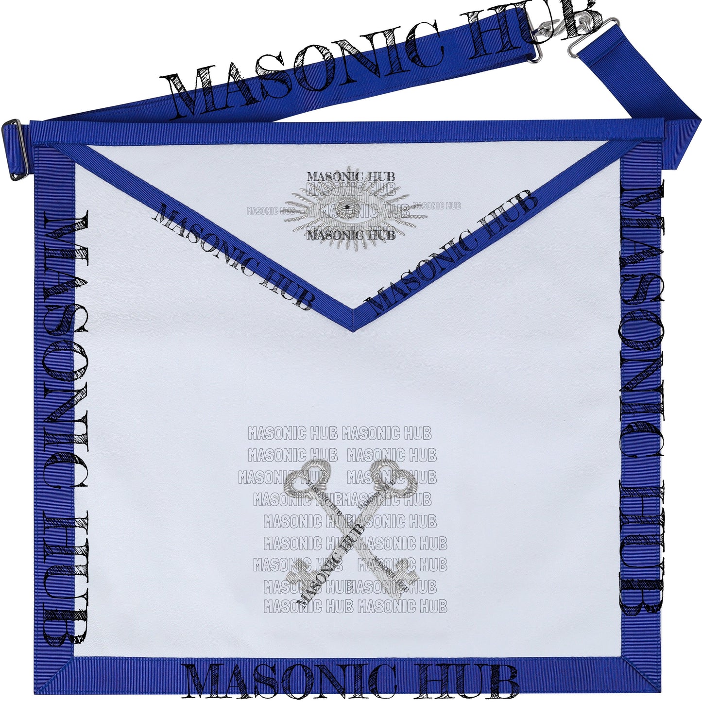 Masonic Texas Regulation Treasurer Officer Apron with Eye Emblem - Handcrafted
