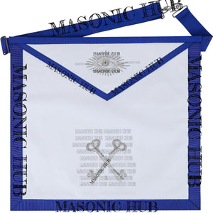 Texas Regulation Masonic Blue Lodge Officer Apron Set – 11-Piece Silver Embroidered Regalia with All-Seeing Eye Masonic Hub