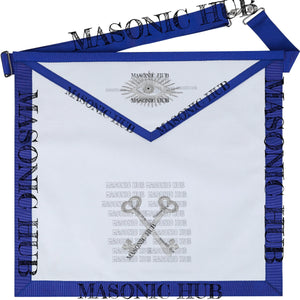 Texas Regulation Masonic Blue Lodge Officer Apron Set – 11-Piece Silver Embroidered Regalia with All-Seeing Eye Masonic Hub