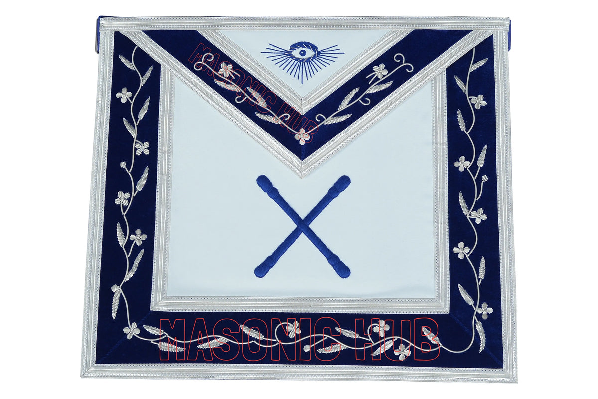 Freemason Blue Lodge Marshal Apron 100% Lambskin Leather with Chain Collar & Jewel – Masonic Officer Regalia Masonic Hub
