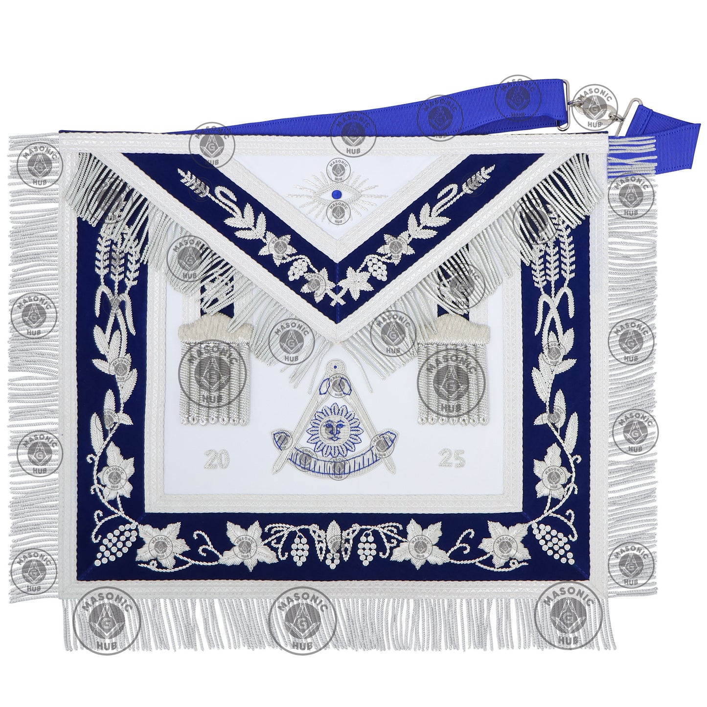 Handmade Masonic Past Master Apron with Compasses & Quadrant - Genuine Lambskin