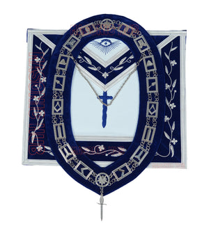 Masonic Blue Lodge Officer Apron Set – 12 Piece 100% Lambskin Regalia with Embroidered Border Masonic Hub