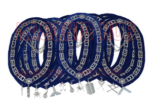 Masonic Blue Lodge Officer Apron Set – 12 Piece 100% Lambskin Regalia with Embroidered Border Masonic Hub