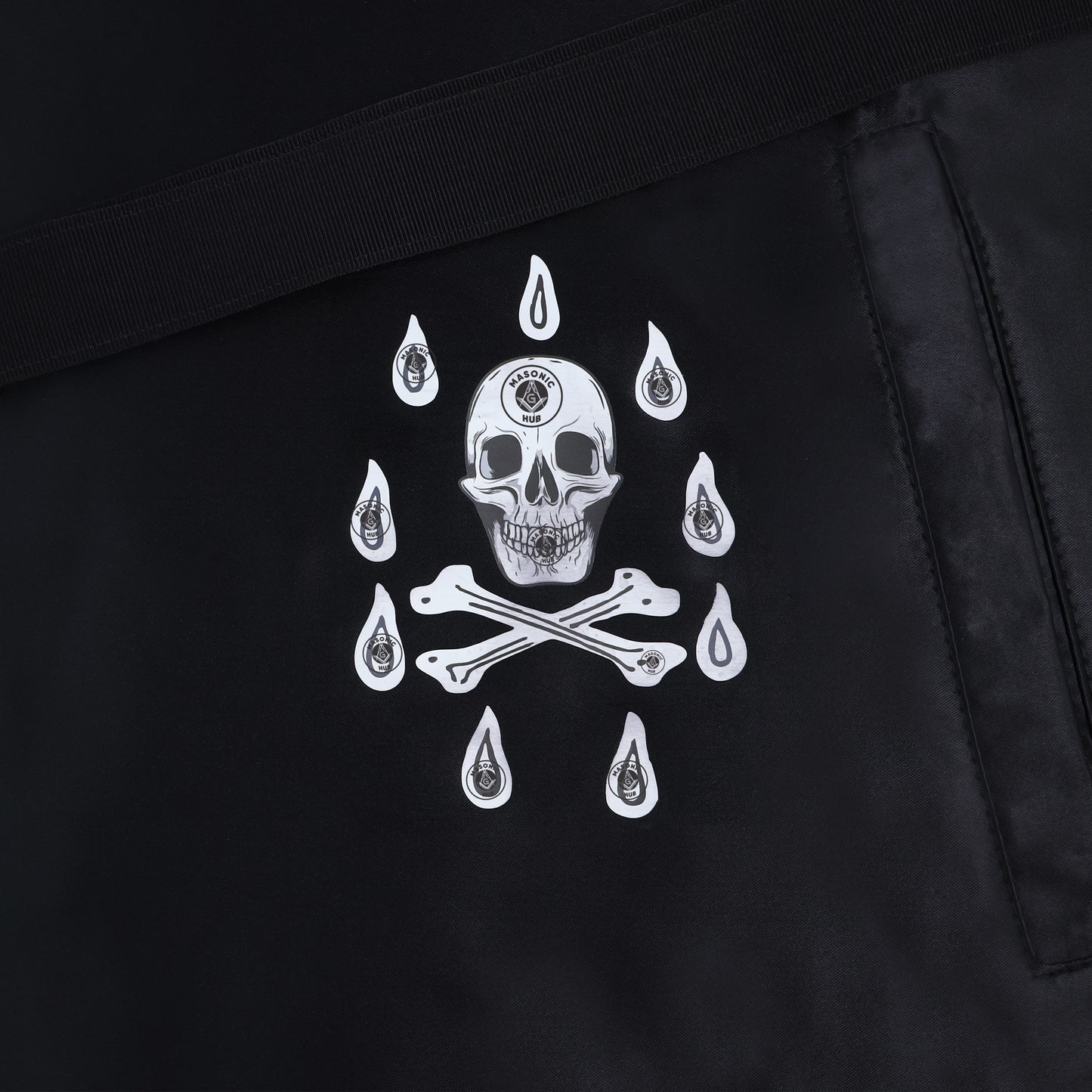 Past Master Scottish Rite Apron – Red Velvet with Gold Bullion Embroidery, Gold Tassel with Red Velvet Drops Skull Lining