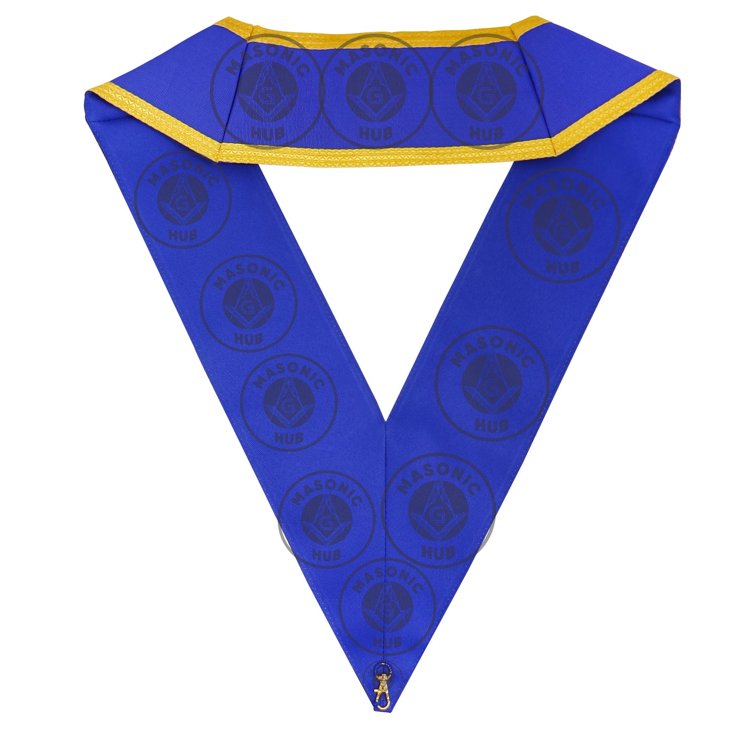 Masonic Grand Officer Full Dress Collar – Hand-Embroidered Gold Bullion on Royal Blue with Wheat and Laurel Design | Masonic Hub