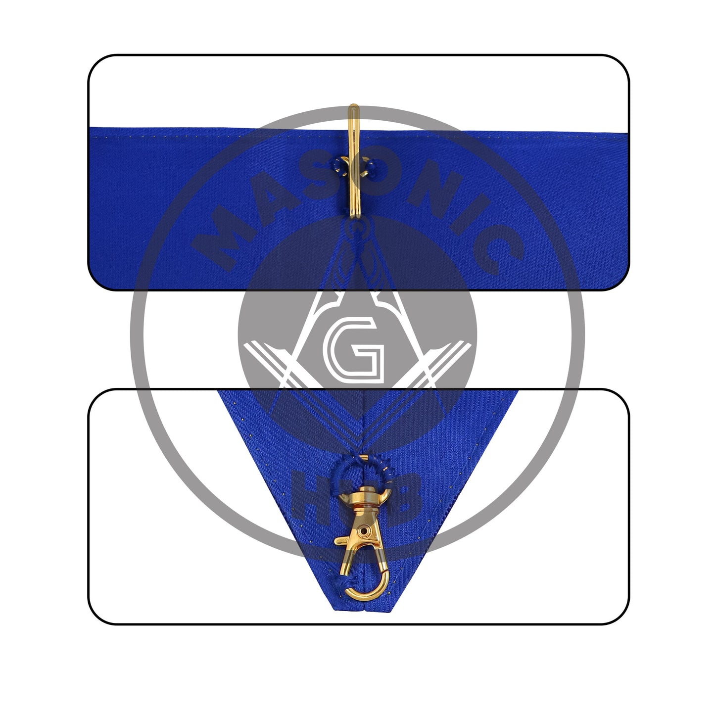 Masonic Grand Officer Full Dress Collar – Hand-Embroidered Gold Bullion on Royal Blue with Wheat and Laurel Design | Masonic Hub