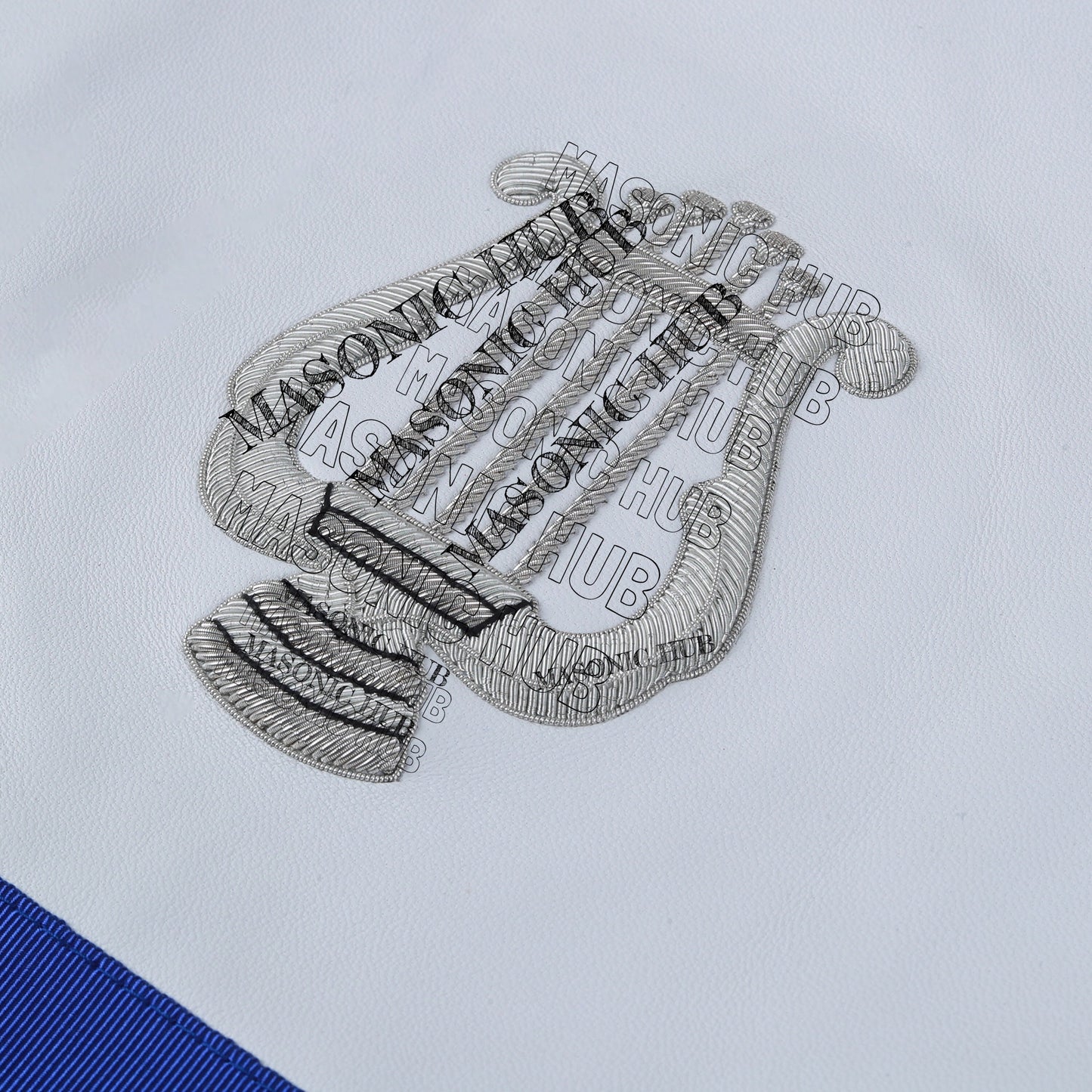 Masonic Texas Regulation Organist Officer Apron with Eye Emblem - Handcrafted