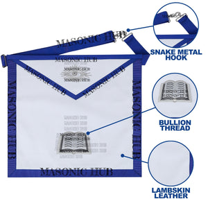 Masonic Texas Regulation Chaplain Officer Apron with Eye Emblem - Handcrafted My Store