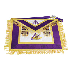 Royal and Select Masters Council Apron – Purple Velvet with Gold Bullion Fringe and Emblems | Masonic Hub Masonic Hub