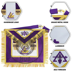Royal and Select Masters Council Apron – Purple Velvet with Gold Bullion Fringe and Emblems | Masonic Hub Masonic Hub