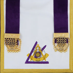 Royal and Select Masters Council Apron – Purple Velvet with Gold Bullion Fringe and Emblems | Masonic Hub Masonic Hub