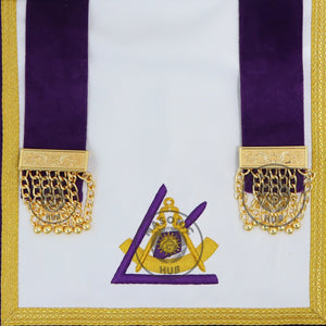 Royal and Select Masters Council Apron – Purple Velvet with Gold Bullion Fringe and Emblems | Masonic Hub Masonic Hub