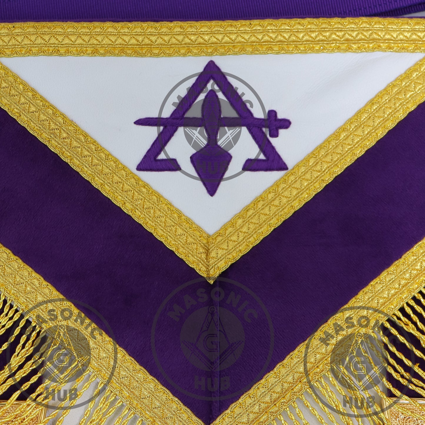 Royal and Select Masters Council Apron – Purple Velvet with Gold Bullion Fringe and Emblems | Masonic Hub