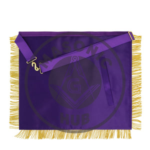 Royal and Select Masters Council Apron – Purple Velvet with Gold Bullion Fringe and Emblems | Masonic Hub Masonic Hub