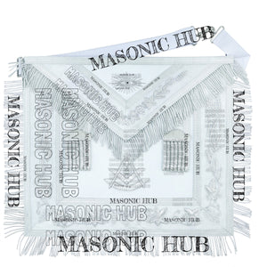 White Lambskin Masonic Past Master Apron Grapes & Veil Edge + Chain Collar Jewel My Store