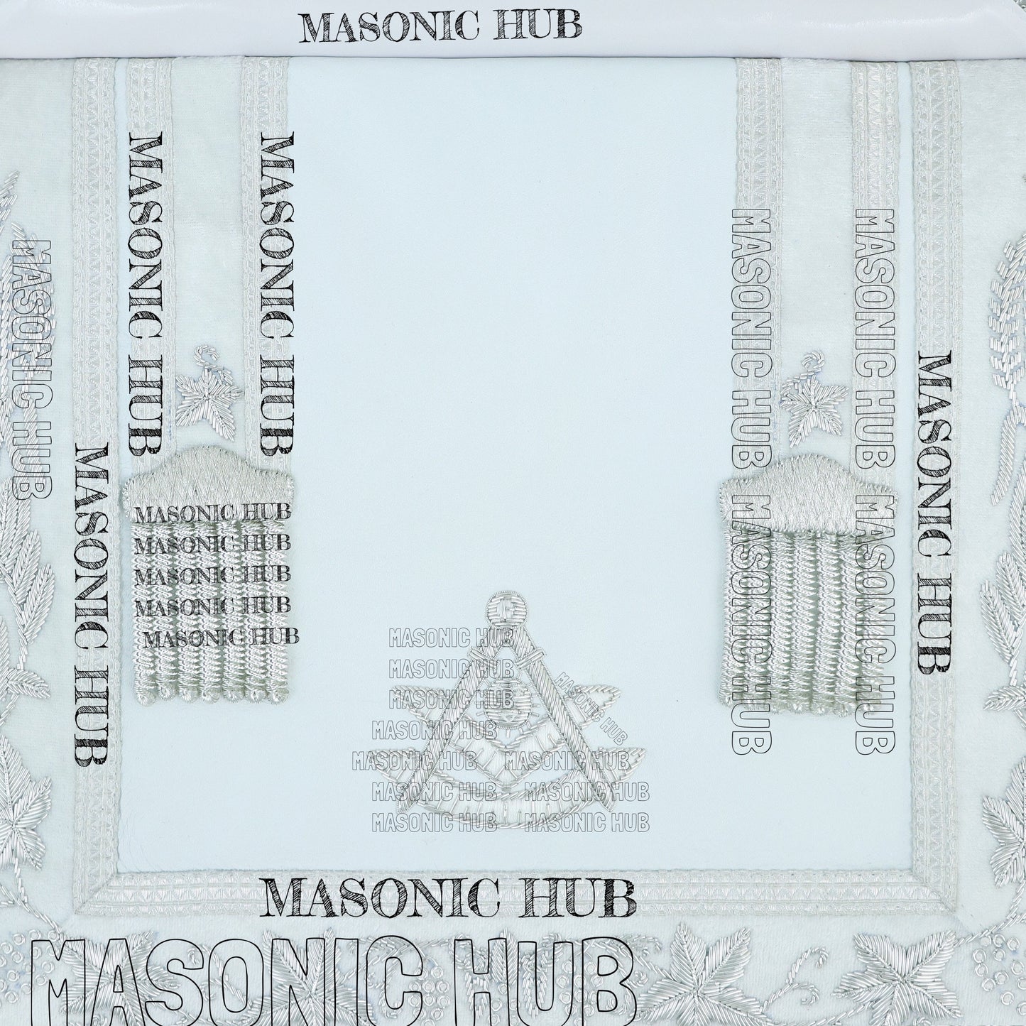 White Lambskin Masonic Past Master Apron Grapes & Veil Edge + Chain Collar Jewel
