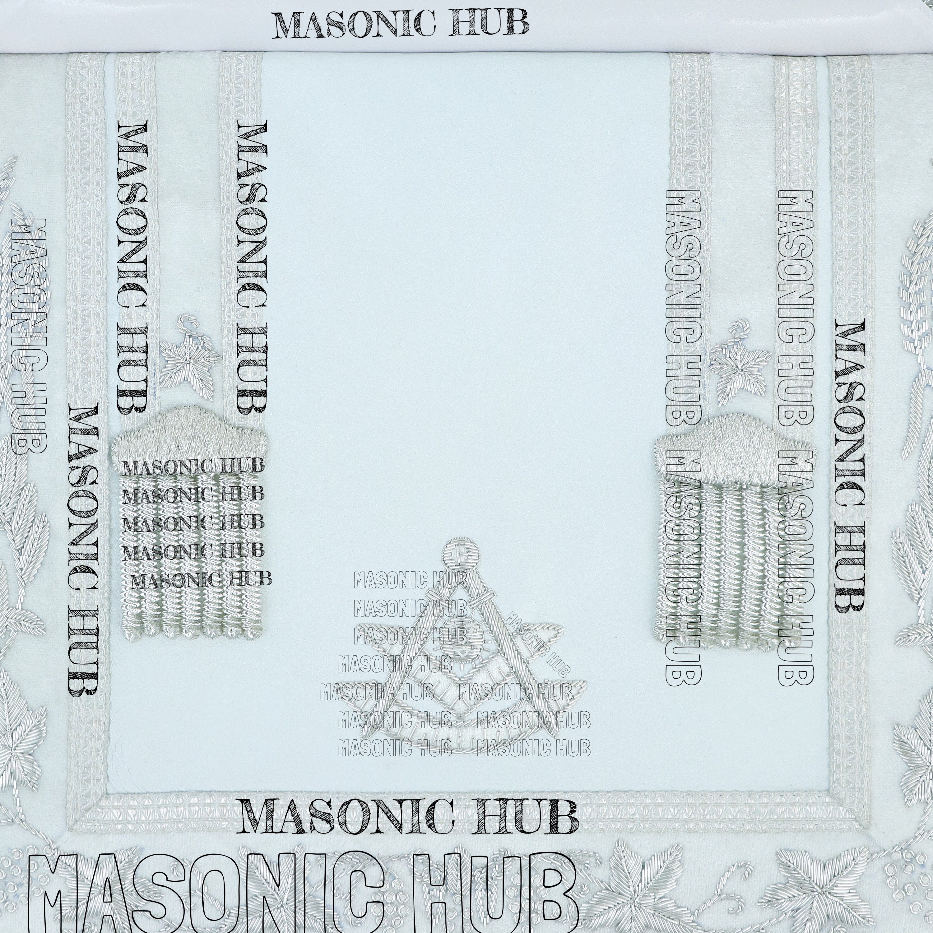 White Lambskin Masonic Past Master Apron Grapes & Veil Edge + Chain Collar Jewel My Store
