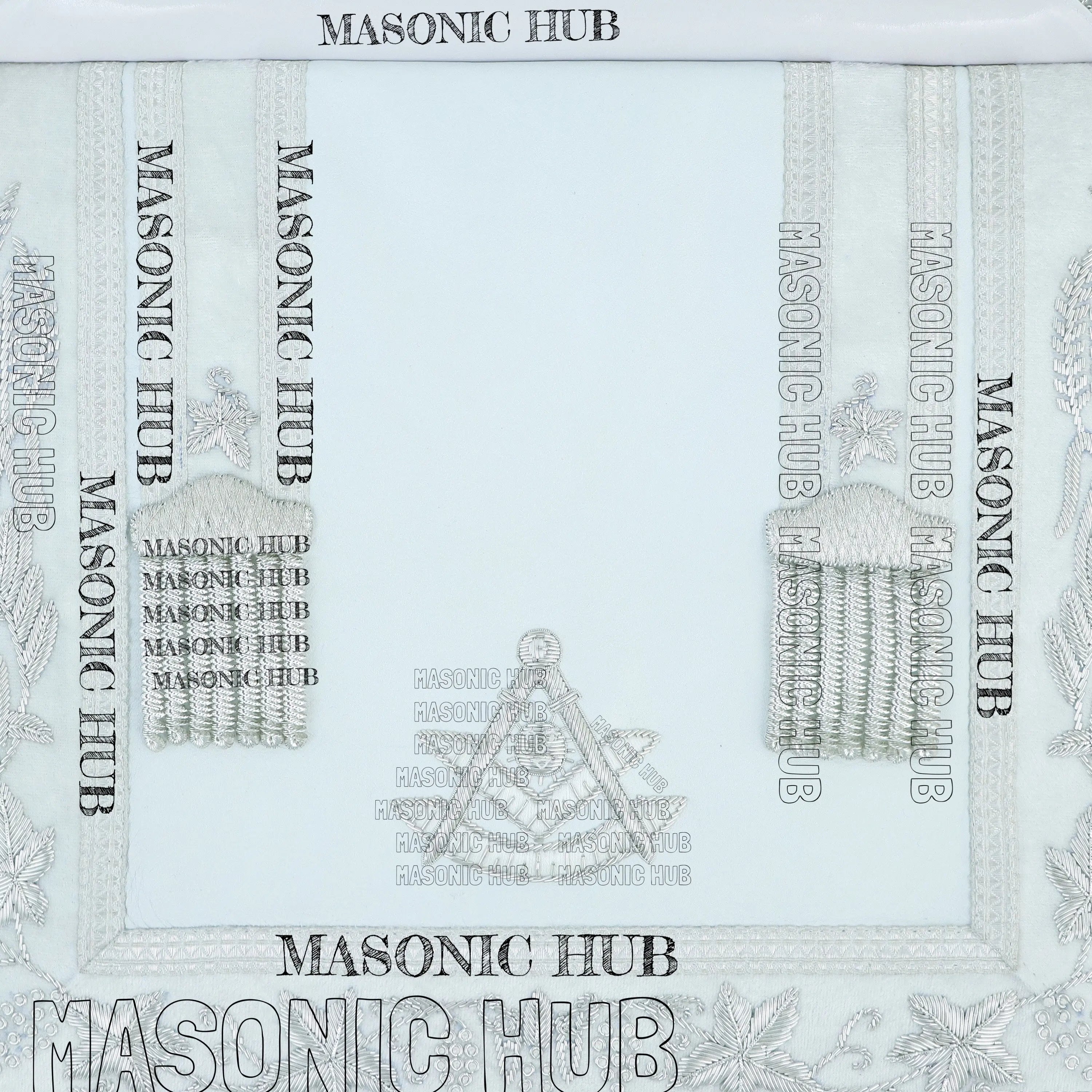 White Lambskin Masonic Past Master Apron Grapes & Veil Edge + Chain Collar Jewel My Store