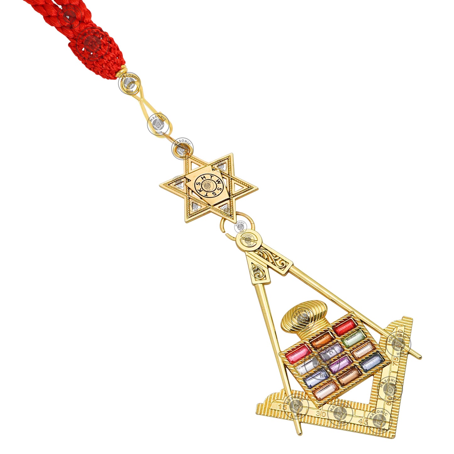 Masonic Mason neck Red Cord With Chapter Past High Priest Jewel - Royal Arch