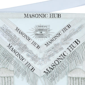 White Lambskin Masonic Past Master Apron Grapes & Veil Edge + Chain Collar Jewel My Store