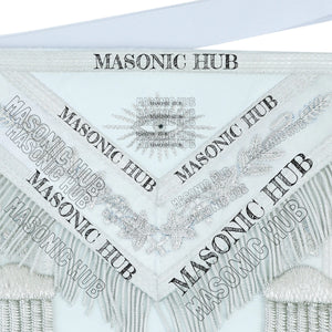 White Lambskin Masonic Past Master Apron Grapes & Veil Edge + Chain Collar Jewel My Store