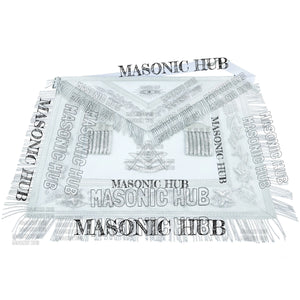 White Lambskin Masonic Past Master Apron Grapes & Veil Edge + Chain Collar Jewel My Store