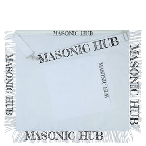 White Lambskin Masonic Past Master Apron Grapes & Veil Edge + Chain Collar Jewel My Store