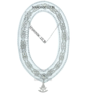 White Lambskin Masonic Past Master Apron Grapes & Veil Edge + Chain Collar Jewel My Store